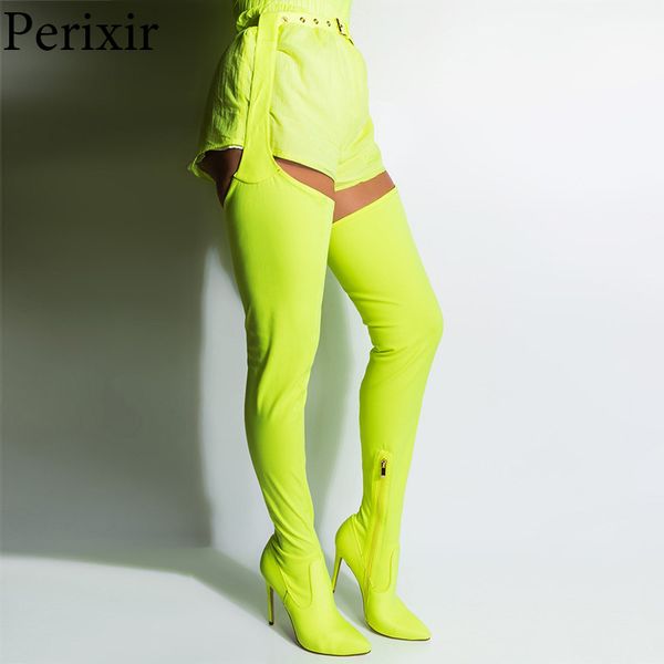 

new stretch fabric shoes women super thin heels thigh high over-the-knee booties party night club long crotch boots, Black