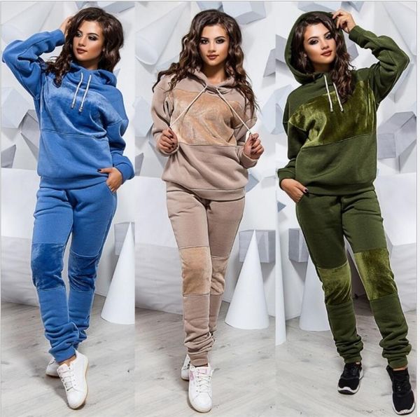 

2019 european and american women's clothing long-sleeved letter printing sports suit stitching two-piece set ing, White