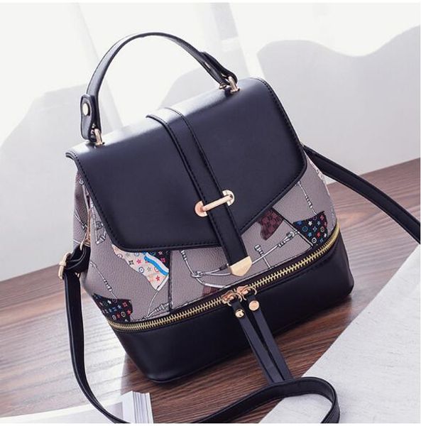 

2019 new luxury women's backpack ladies cartoon pattern pu leather travel bag girl's wear-resistant travel bag