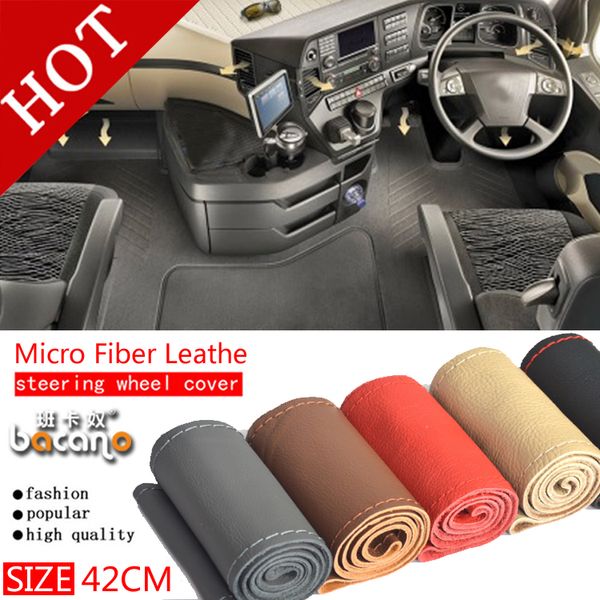 

bacano 1pcs micro fiber steering wheel cover for rv truck micro fiber leather 42cm steering wheel braid durable car