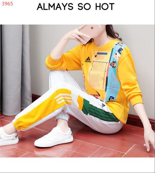 

2019addias women sports tracksuit gym outfit printed casual sports suit retro sportwear long sleeve zipper coat leggings sets, Gray