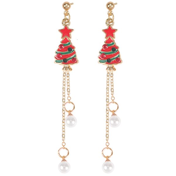 

fashion glamour long ladies earrings tassel christmas tree star inlaid color rhinestone alloy pendant girl jewelry gift, Golden;silver