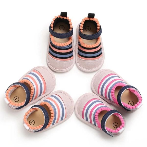 

summer baby girls cotton fabric breathable anti-slip striped sandals, Black;red