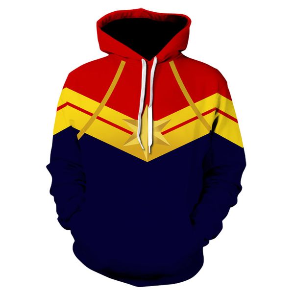 

3d printed captain marvel carol danvers ms marvel costumes hoodies sweatshirts tracksuit casual hooded jacket clothing, Black