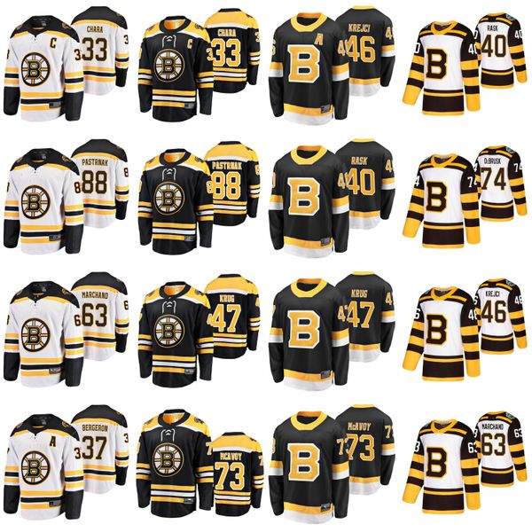 

boston bruins jerseys 40 tuukka rask jersey 46 david krejci 47 torey krug 74 jake debrusk 73 charlie mcavoy ice hockey jerseys stitched, Black;red