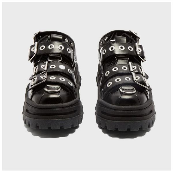 

qwedf 2019 summer women's sandals platform women's shoes ins sponge cake old shoes rivets baotou trekking shoes flats g3-100 t2001, Black