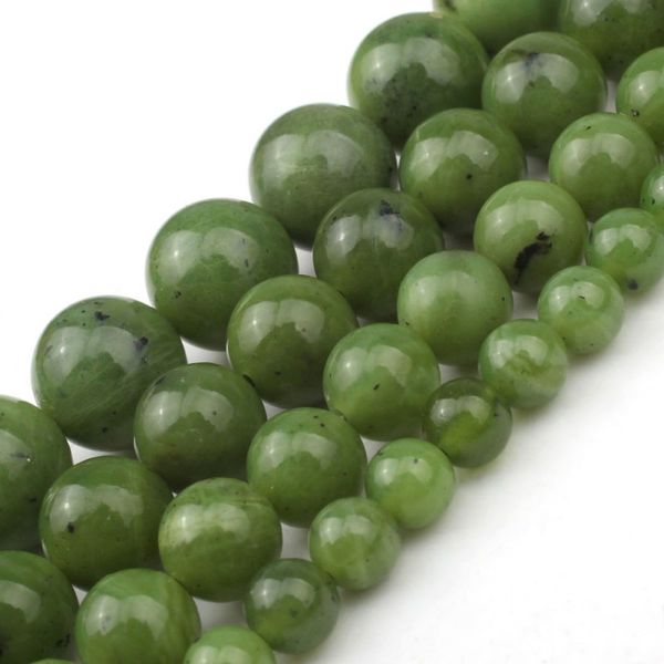 

green natural canadian jade beads round loose 6 8 10 12mm gemstone beads for jewelry making diy charm bracelet necklace 7.5 inch