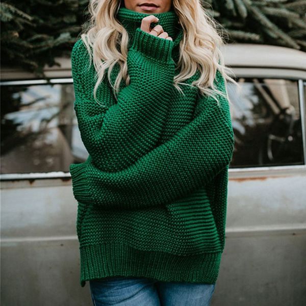 

women's sweaters casual loose autumn winter turtleneck sweater women oversize solid knitted warm long sleeve pullover black pink, White;black