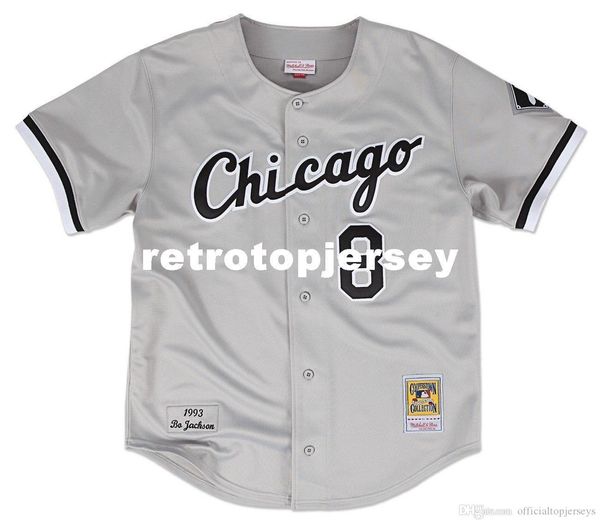 

bo jackson chicago #8 mitchell & ness retro 1993 button up jersey, Black;blue