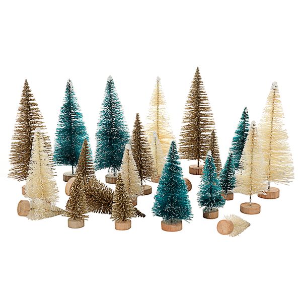 Mini Christmas Tree Artificial Sisal Pine Tree With Wood Base Diy