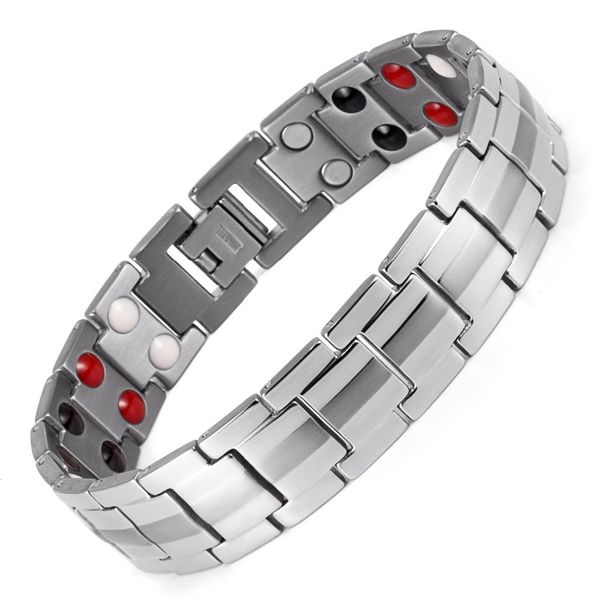 

link fashion silver bracelets jewelry healing fir magnetic titanium bio energy bracelet for men blood pressure accessory, Black