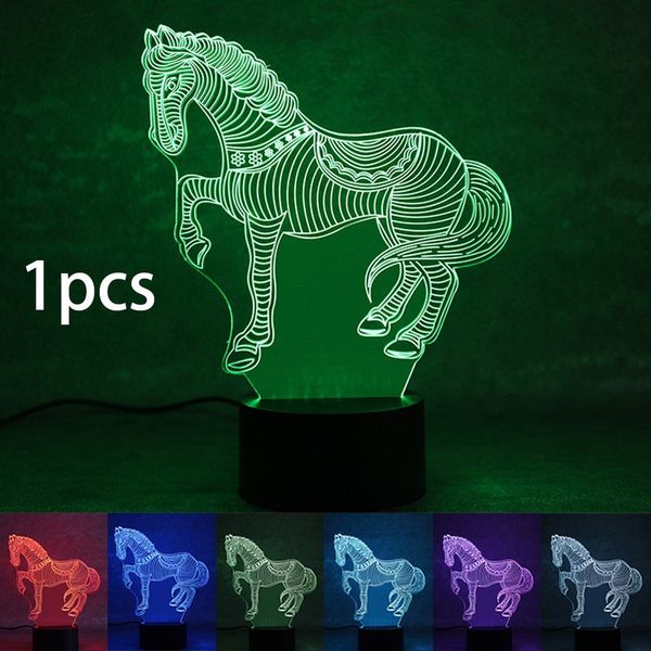 

colorful 3d night light horse night light eye care led light bedside night lamp home decoration birthday gift
