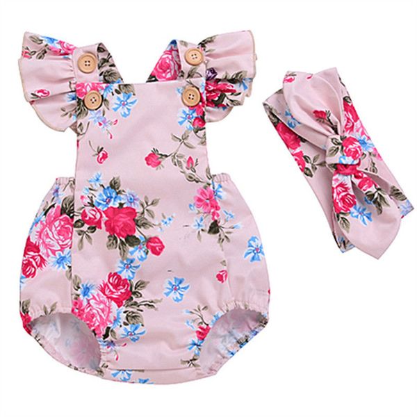 

2pcs оборки детской одежды для новорожденной baby girl flower комбинезон romper + стяжка эпикировка, Blue
