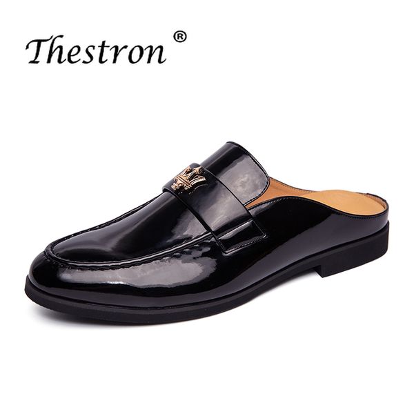 

2019 new summer flats casual shoes men slip on lazy shoes for mens half drag casual men sneakers black white drive footwear