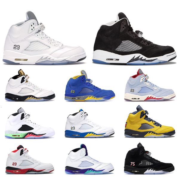 

5s basketball shoes for men 5 ice blue laney michigan desert camo oreo blue suede fire red fresh prince olympic mens sports sneakers, Black