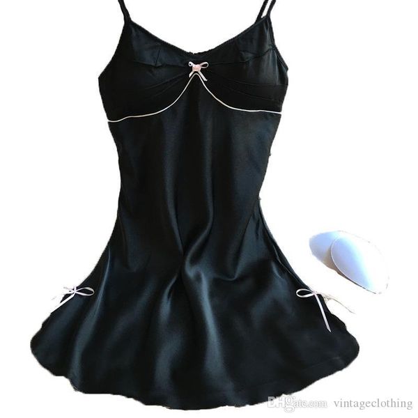 

new design lace women sleepwear mini night-dress satin silk soft nightgowns for woman lady gifts, Black;red