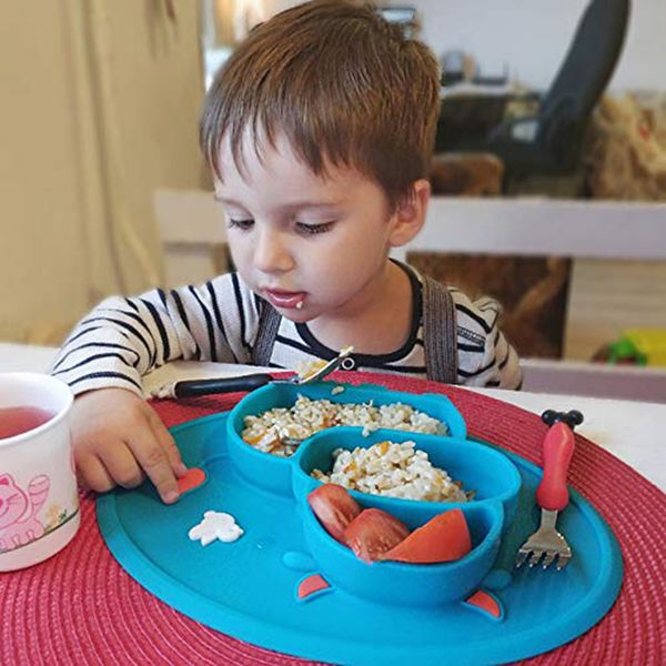 

qshare baby silicone tableware children food feeding container placemat infant feeding cup baby dishes suction bowl kids plate
