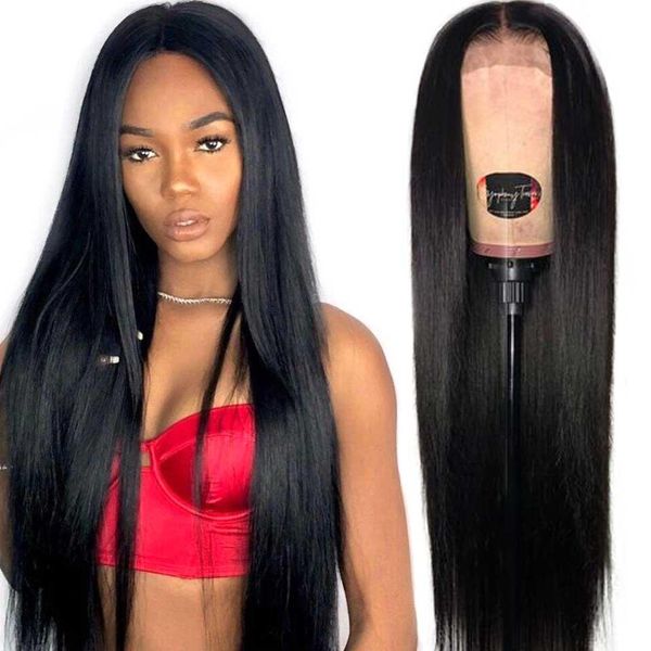 

180 density straight wigs 13x4 lace front brazilian human hair wigs remy preplucked and bleached knots swiss lace wig for women, Black