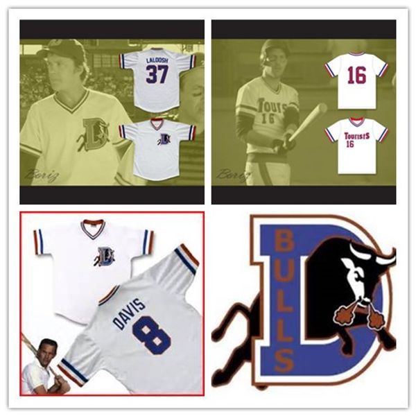 

CUSTOM Ebby 'Nuke' LaLoosh Crash Davis 16 Tourists Bull Durham Gray White Any Name Any Number Baseball Jersey free shipping