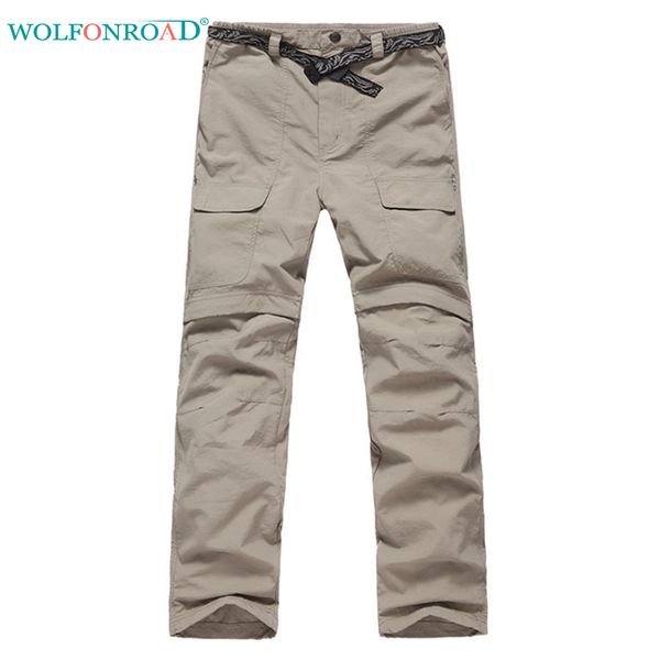 

wolfonroad men trousers summer removable hiking pants quick drying pants trekking climbing trouser outdoor sport -tzht-01, Black;green