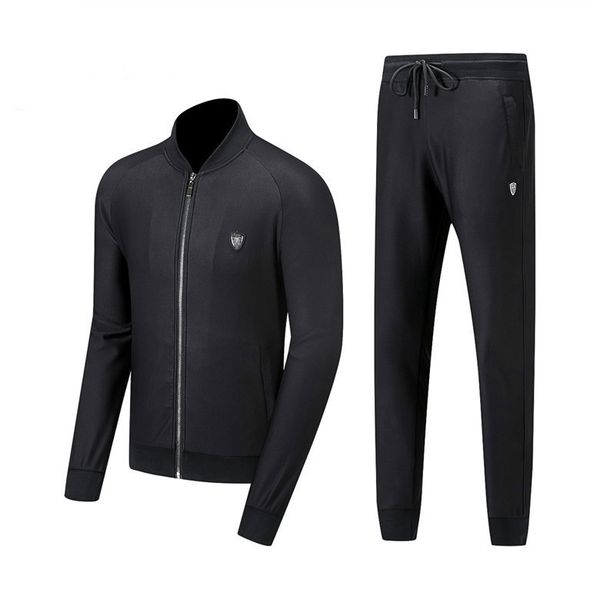 

men's jacket 2020 spring and autumn new sweater suit trend casual men's two-piece solid color mens designer tracksuits size -2xl, Gray