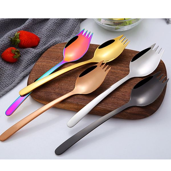 

creative tableware 2-in-1 fork spoon multifunction 304 stainless steel spoon tableware kitchen gadget for home travel