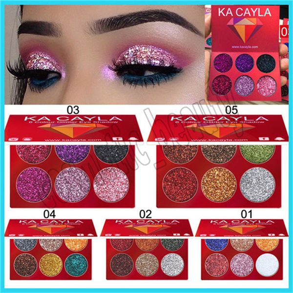 

2019 ka cayla eye hadow palette eye makeup brand beauty eye hadow palette 6 color glitter himmer eye hadow hipping