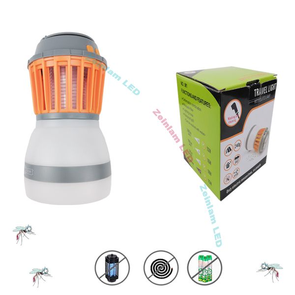 Lâmpadas assassinas de mosquitos LED Zapper Mosquito Luz Noturna Lâmpada repelente de mosquito Recarregável Portátil À Prova de água para uso em viagens interiores