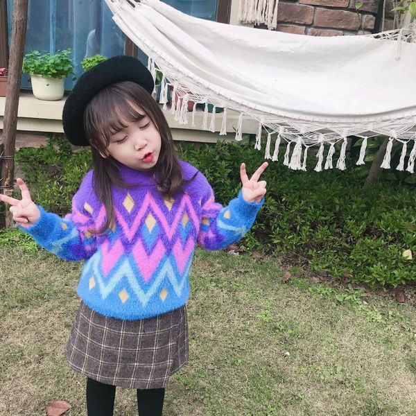 

2018 winter new arrival korean style cotton colourful mink-like furry all-match thickened sweater for fashion cute babay girls, Blue