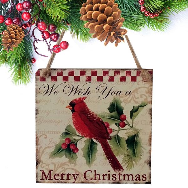 

hanging wooden tagging red bird pattern christmas as picture tree decorations