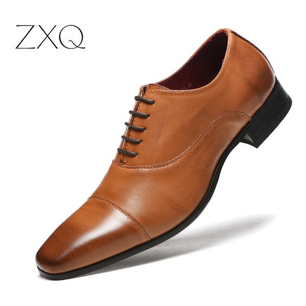 

new artificial leather men dress shoes lace-up bullock business formal men oxfords shoes male wedding, Black