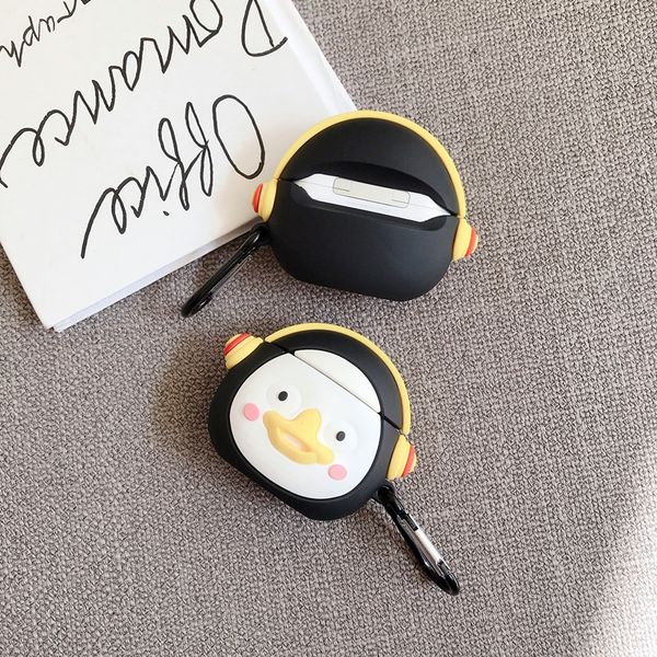 

cute cartoon penguin silicone pvc bluetooth wireless earphone cover for apple airpods 1 2 pro charging case
