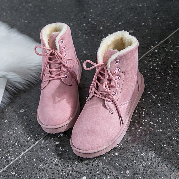 

winter outdoor waterproof snow boots women ankle boots warm womens mujer booties women lace-up footwear xwx6949, Black