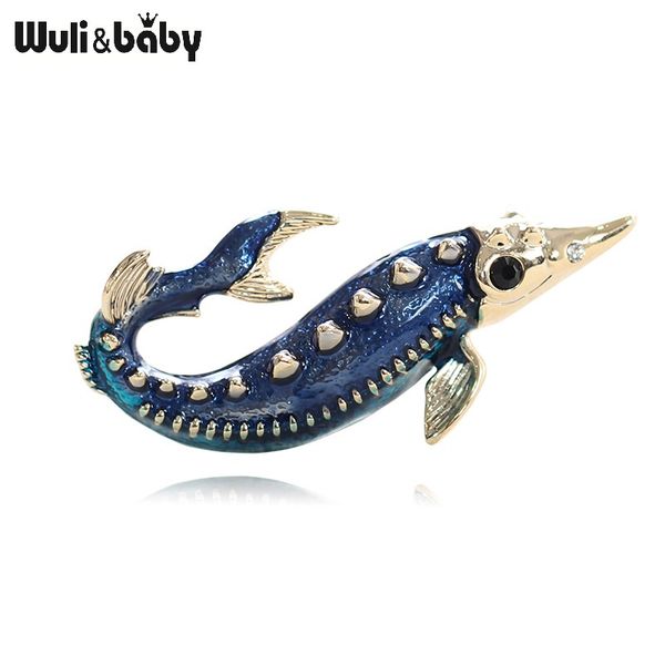 

wuli&baby blue yellow enamel deep sea fish brooches women alloy casual party brooch pins gifts, Gray