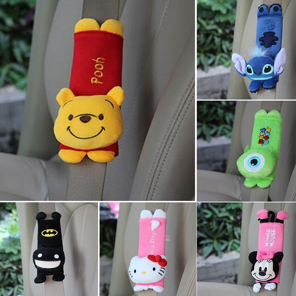 

yi ka 2pcs cute cartoon car sefety seat belt cover child isofix seat belt shoulder pad protection plush padding auto accessories