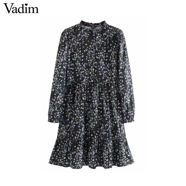 

vadim women elegant floral mini dress bow tie long sleeve a line retro female casual chic dresses vestidos mujer qd251, Black;pink
