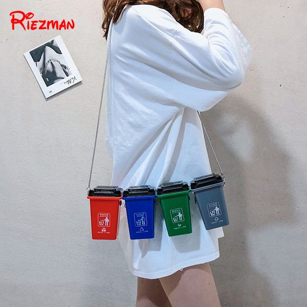 

riezman women's cute garbage sorting bag mini bags for women 2019 trash can creative shoulder messenger bag purses and handbags