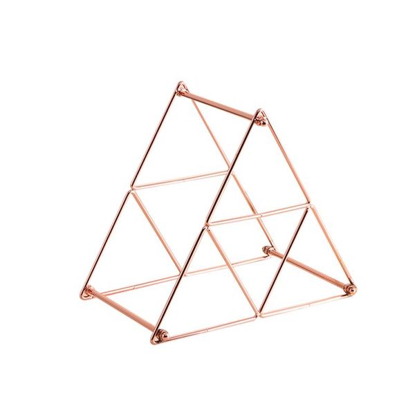 

1 pc creative iron art wine storage rack pyramid shape geometric wine display shelf household disassemble grape holder