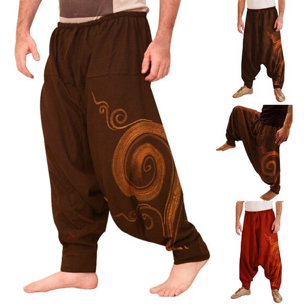 

pants men ethnic printed overalls casual pocket sport yoga trouser work casual trousers pant mens sweatpants pantalones hombre, Black