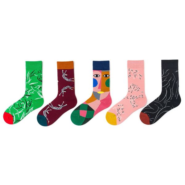 

men women socks funny cotton socks colorful skateboard harajuku streetwear hip hop printing crew, Black