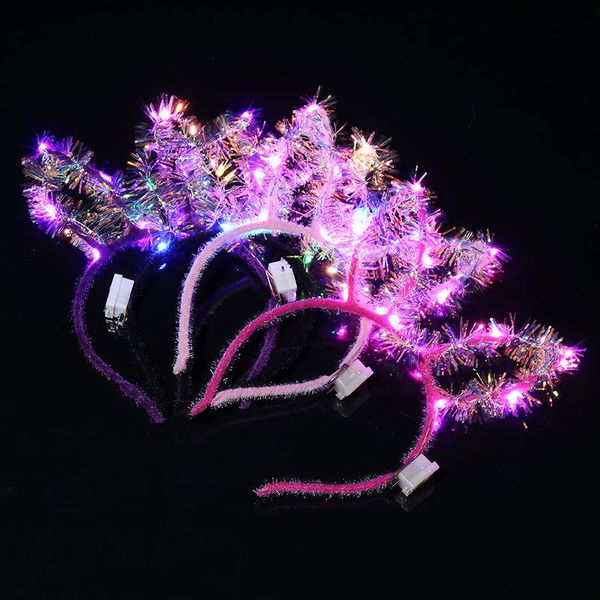 

gold wire led rabbit ears headband headdress shiny cat ears headband stalls scenic spot light toys