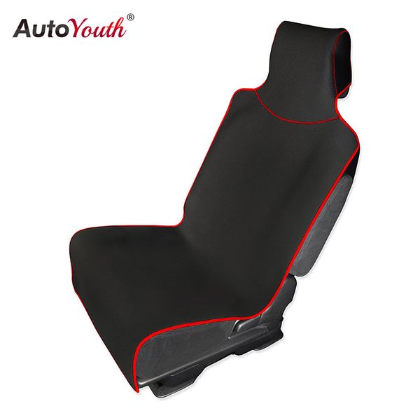 

autoyouth car seat cover and protector with universal fit for cars trucks and suvs waterproof protection black with red trim 1pc