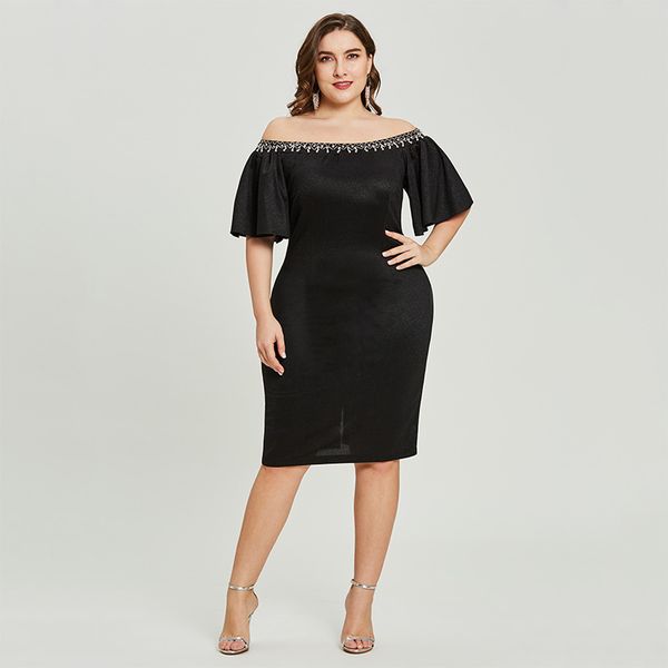 

dressv black cocktail dress off the shoulder knee length half sleeve graduation party dress elegant fashion cocktail, White;black