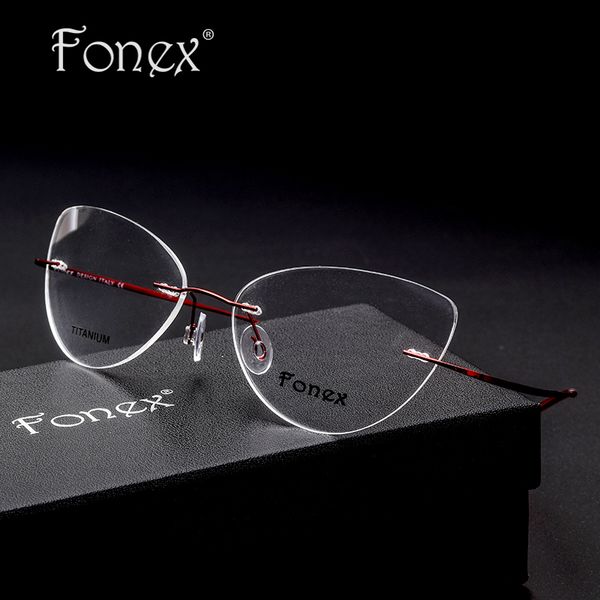 

2017 vintage fashion for women cat eye rimless glasses women optical memory titanium eyeglasses myopia frame eyewear silhouett, Silver