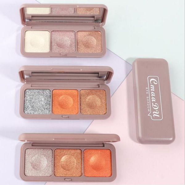 

cmaadu shimmer glitter eye shadow palette polarize shine makeup 3 colors eyeshadow sparkling powder eye shadow makeup 120 pcs/lot dhl
