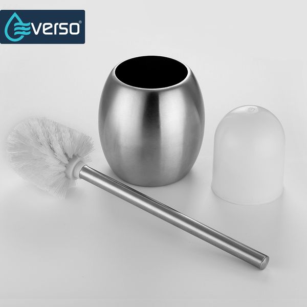 

everso 1 set stainless steel toilet brush holders bylon brush toilet cleaning chrome wc holder