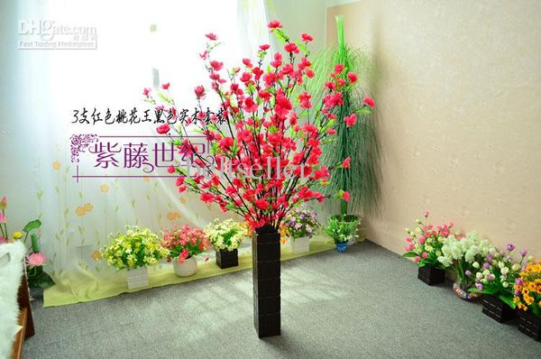 

128cm length artificial branches of peach cherry blossom silk flowers for christmas ornament wedding party decorations supplies