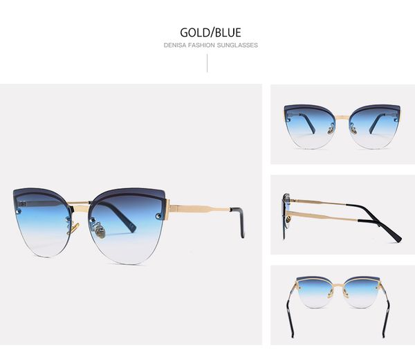

rimless cat eye солнцезащитные очки женщины модные ретро вождения солнцезащитные очки девушки uv400 люнет де солей фам g22089