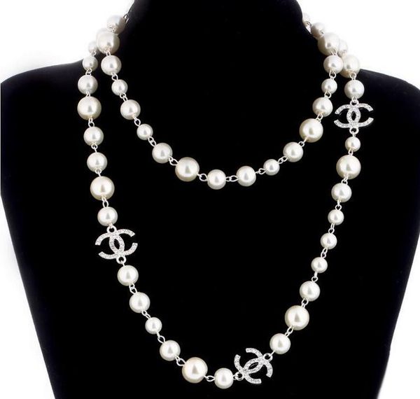 

2019 new long weater chain collar maxi necklace imulated pearl flower necklace women fa hion jewelry bijoux femme chri tma gift