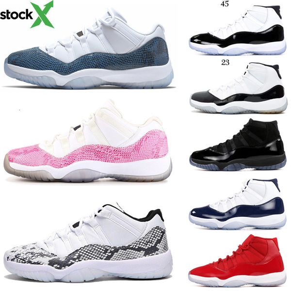 

with box 11 11s basketball shoes for men wome concord 23 45 cap and gown space jam sneakers 11s snakeskin mens trainer, Black